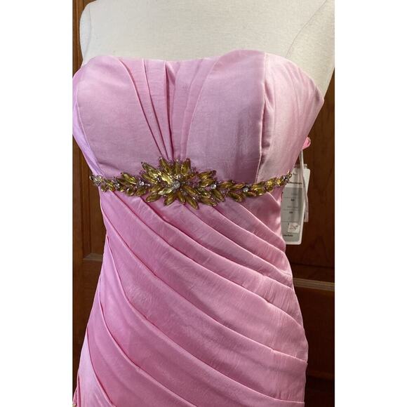 TIFFANY DESIGNS Women's jeweled strapless formal gown 4 Pink New Prom pageant - Picture 2 of 13